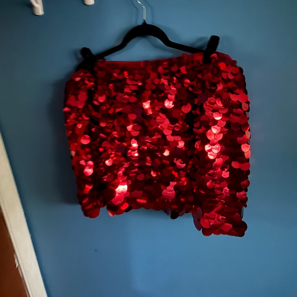 Eloquii Red Sequin Bubble Mini Skirt